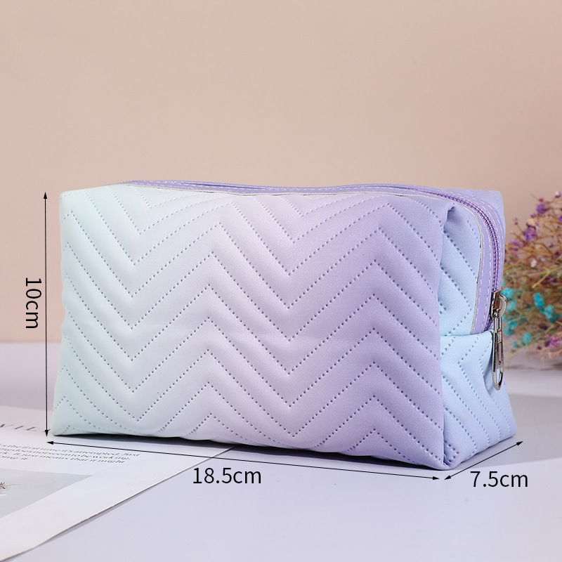 High-Profile Figure Women's PU Leather Gradient Stereo Cosmetic Bag Travel Portable Toiletry Bag Cosmetic Finishing Buggy Bag