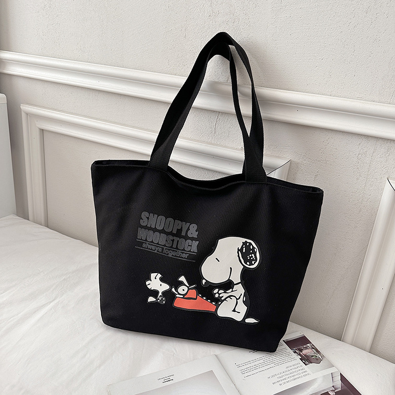 New One-Shoulder Canvas Bag Fashion Women's Portable Tote Bag Korean Style All-Match Student Canvas Large Capacity Shopping Bag