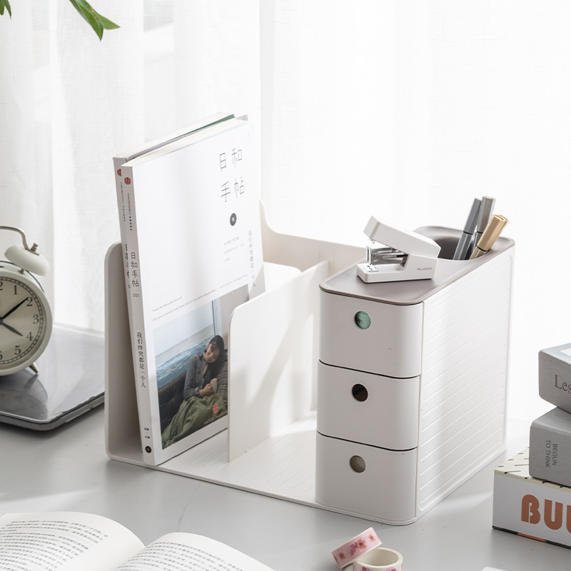 多功能书立抽屉式桌面收纳架办公文件夹置物架学生书房宿舍书挡