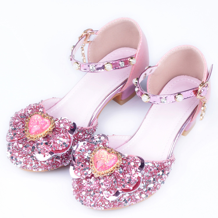 4岁配礼服5裙子6百搭7闪钻8长裙9热女童高跟凉鞋闪亮公主童鞋7皮8