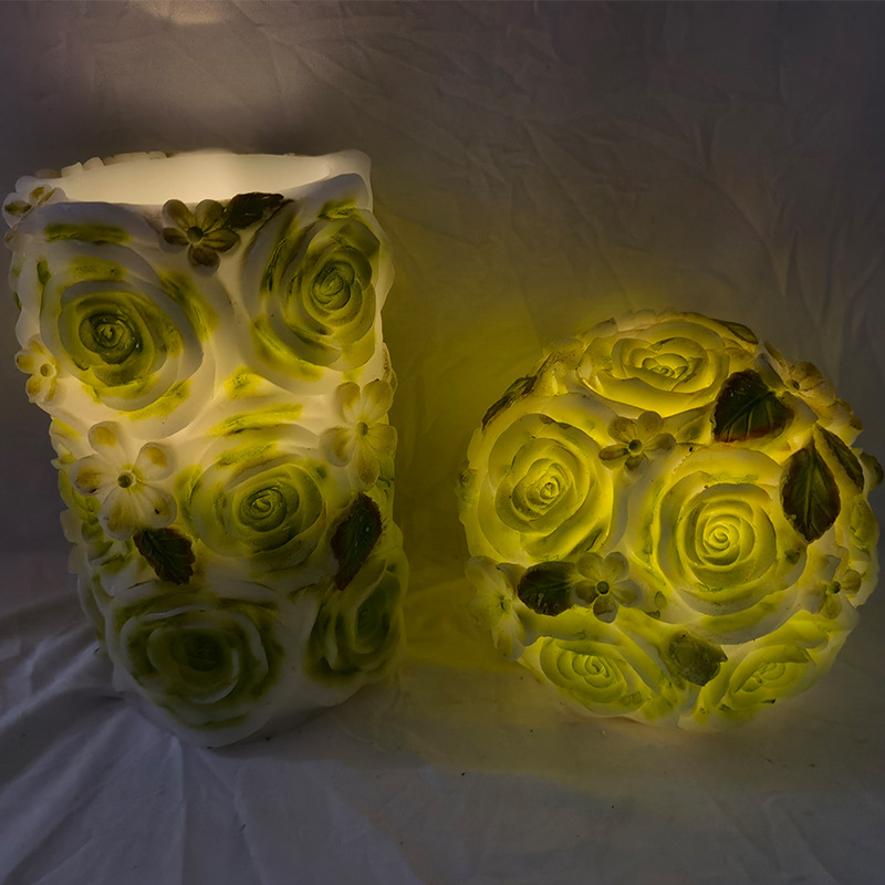 韩版ins包菜白菜石蜡电子蜡烛 家居摆件拍照道具伴手礼十键led灯