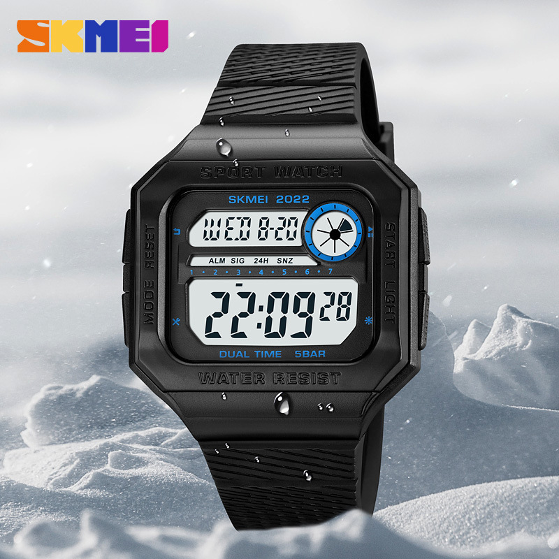 时刻美skmei方形多功能学生运动手表 热卖男学生防水时尚电子手表