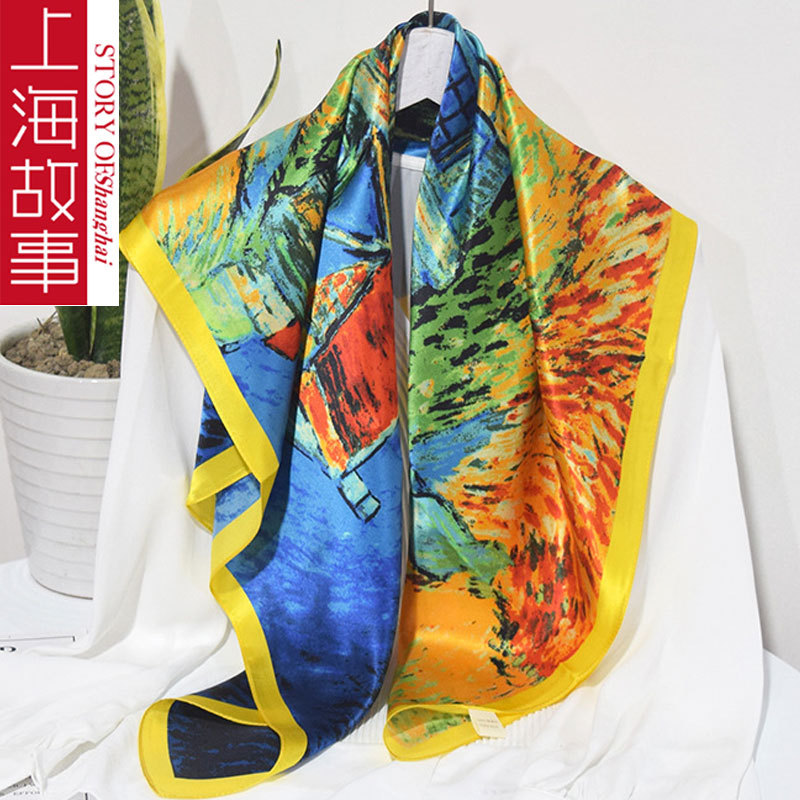 上海故事70小方巾女春秋搭配衬衫桑蚕丝围巾丝巾送礼首选2024新款