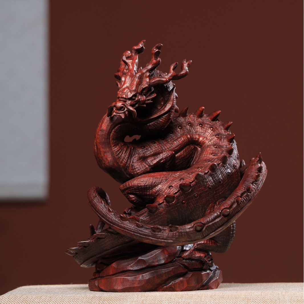 祥龙小叶紫檀木雕雕刻工艺品,红木文玩办公装饰桌面摆设-阿里巴巴
