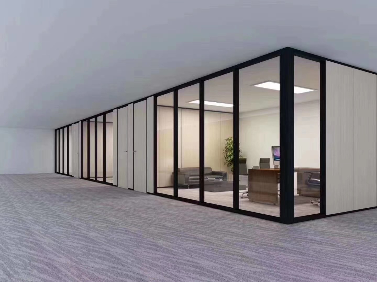 武汉办公室玻璃隔断高隔断墙屏风高隔间铝合金钢化玻璃隔断墙厂家