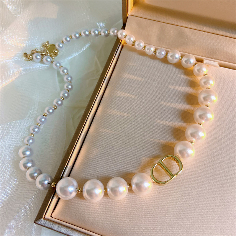 韩版迪家cd字母珍珠项链网红ins复古精致颈链厂家直销时尚轻奢潮