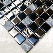 黑色水晶马赛克玻璃冰裂瓷砖电视背景墙30×300.5%以上卫生间淋浴