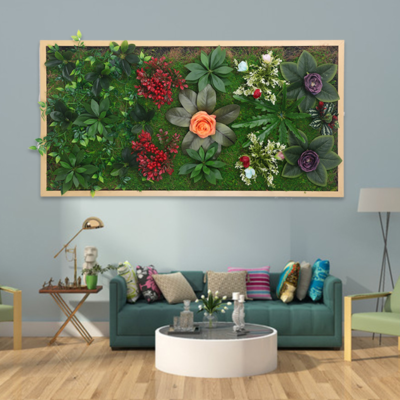 artificial flower artificial plant Artificial Succulent Wall Hanging Green Plant Decoration Frame Nordic Wall Hanging Plant Wall Decoration Three-Dimensional Wall Hanging Green Plant Background Wall