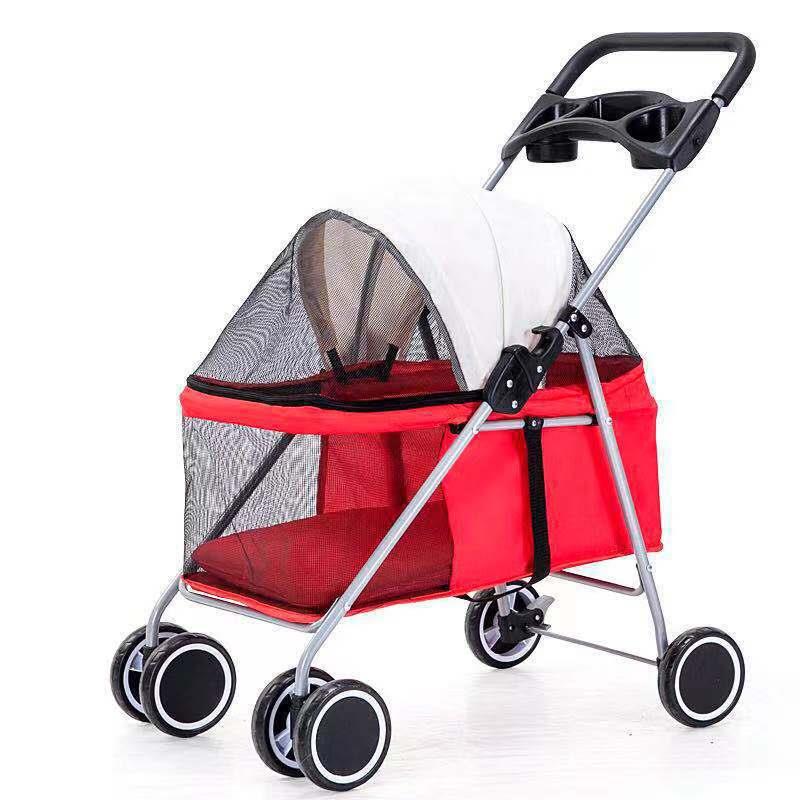 Pet Stroller Folding Cart Outing Camping Small Dog Walking Cart Lightweight Breathable Separation Pet Cat Bag Pet