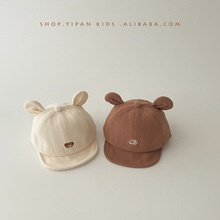 一潘婴儿帽子秋冬新款韩版卡通小熊婴幼儿保暖户外遮阳宝宝鸭舌帽