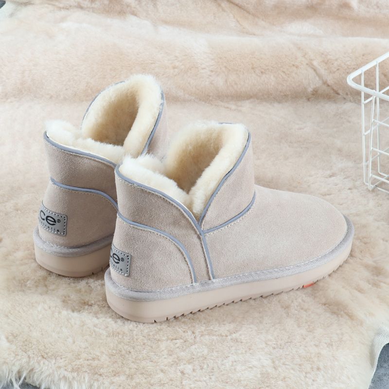 冬季新款雪地靴女低帮短靴皮毛一体加厚保暖ce棉鞋学生休闲-阿里巴巴