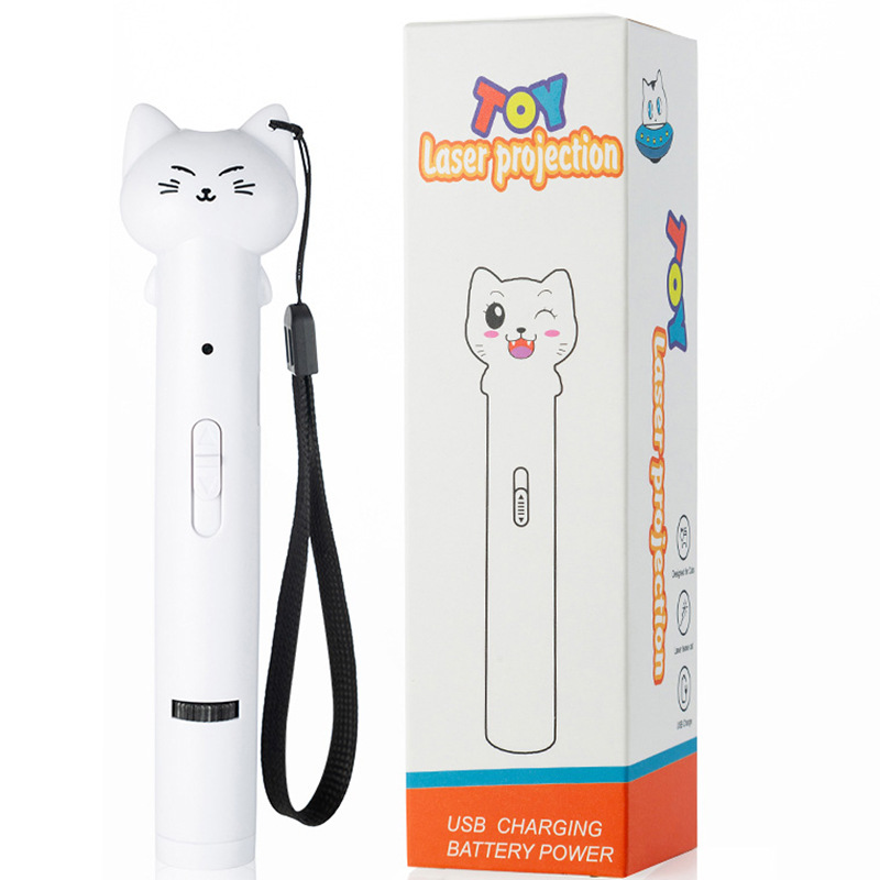 USB Rechargeable Laser Cat Teaser Infrared Laser Light Pattern Projection Cat Toy Pet Supplies Funny Cat Pen