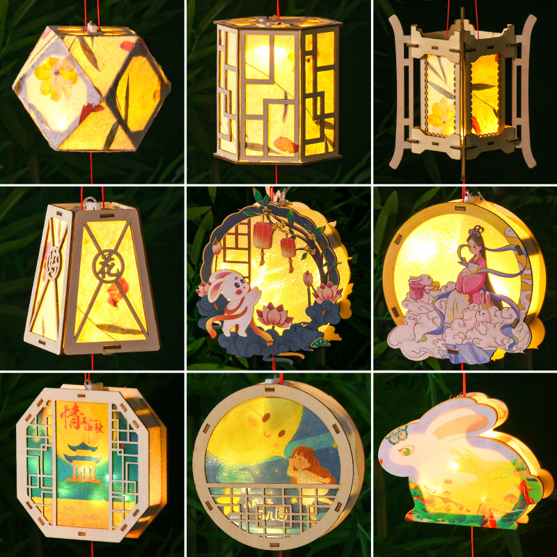 mid-autumn festival rabbit lantern handmade diy children‘s material package national fashion ancient style luminous portable lantern palace lantern lantern