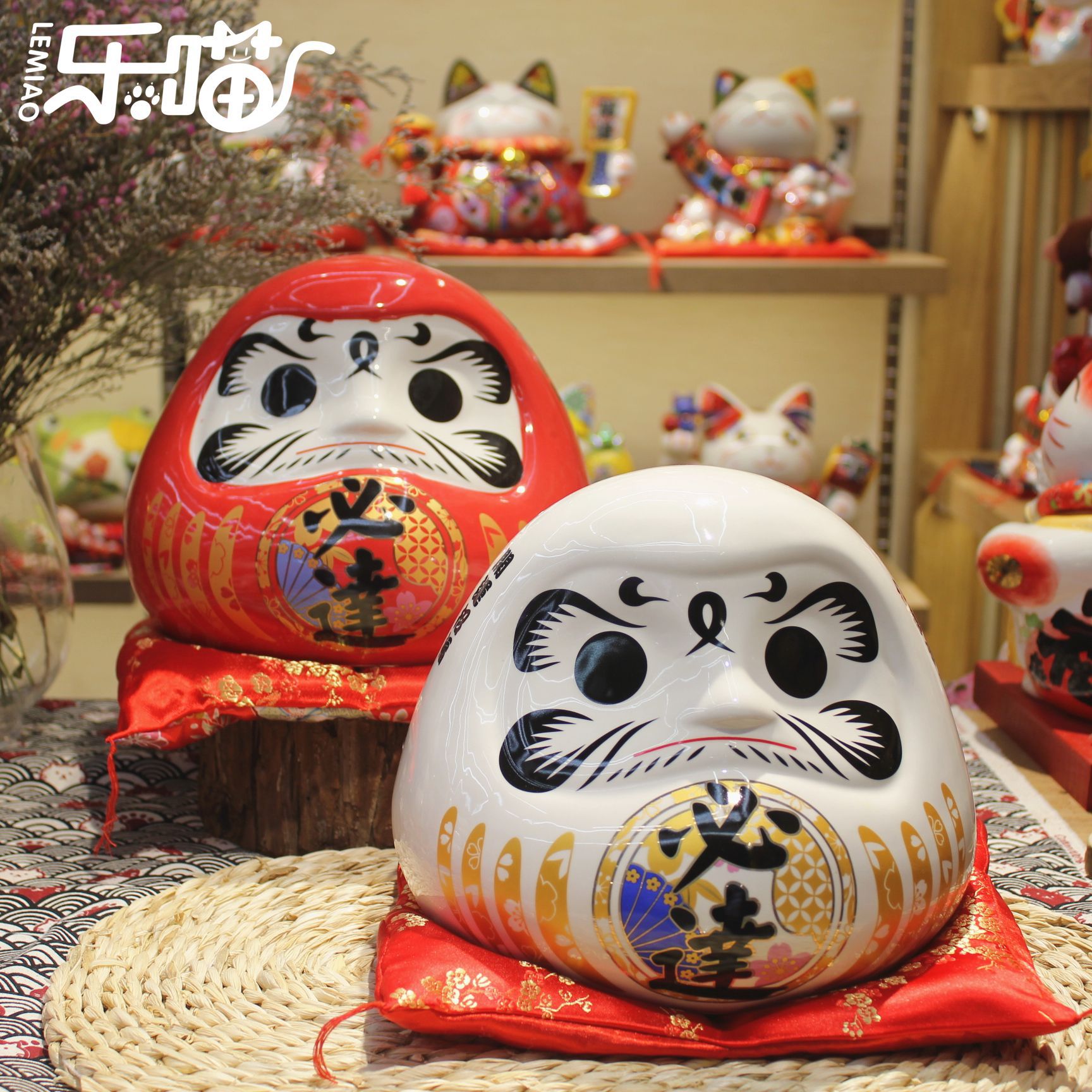 乐喵特价阴阳师日本达摩 陶瓷工艺品 镇宅开运必胜存钱罐摆件品