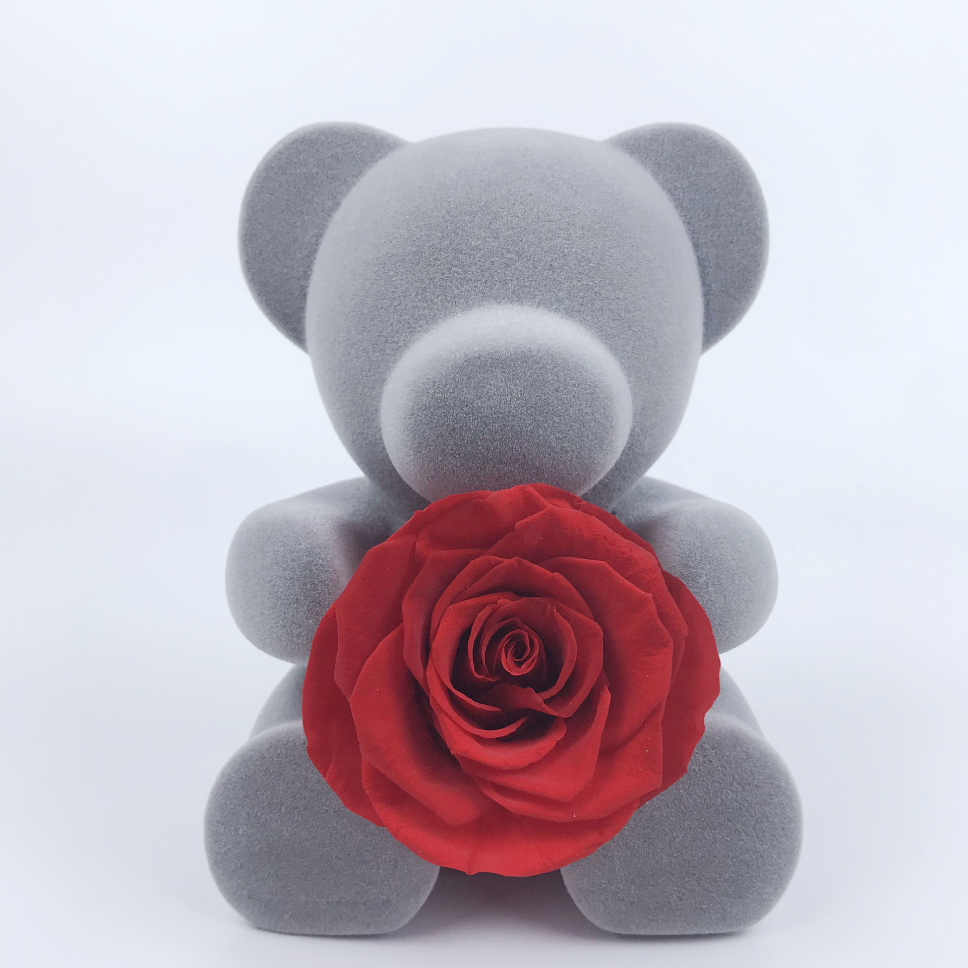 植绒小熊永生花甜心熊抱玫瑰花真花永生花成品生日礼物情人节520