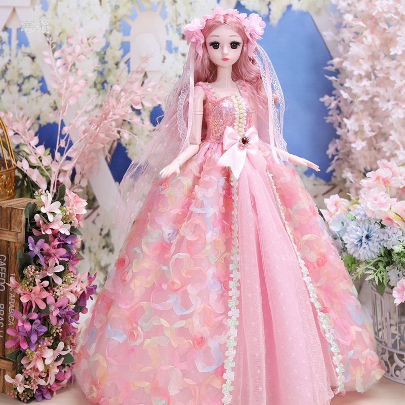 Large Size 60cm Light Barbie Doll Set Collection Edition Artificial Oversized Princess Girls' Toy Gift Cloth