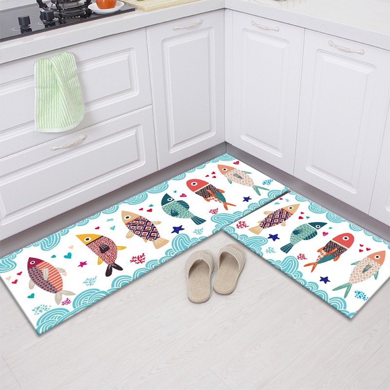 Cartoon Floor Mat Kitchen Carpet Bathroom Entrance Household Long Mat Absorbent Non-Slip Mat Stain Resistant Kitchen Pad