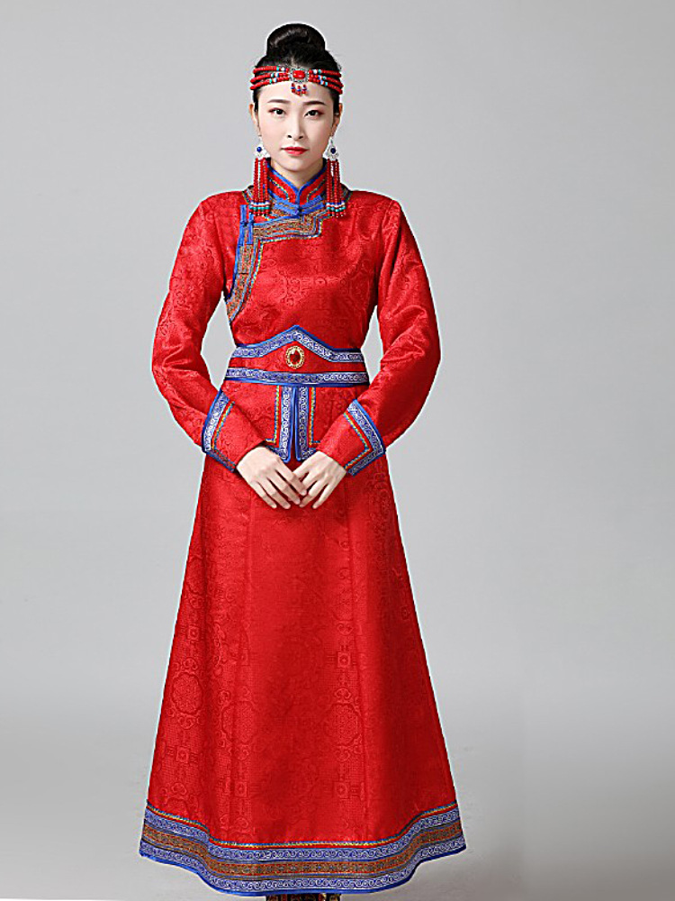 女装演出款礼服长日常生活蒙古舞蹈装表演白色袍成人蒙古服服装女