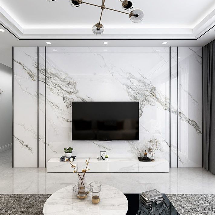 岩板电视背景墙瓷砖现代简约大理石新中式影视墙装饰客厅轻奢大板