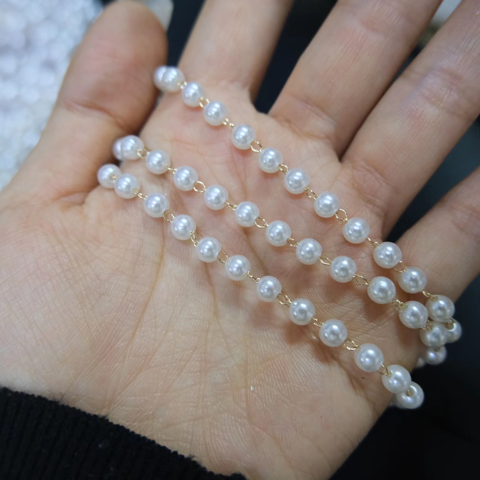 Pearl Chain DIY 3-8mm Imitation Pearl Pearl Chain Accessories Antiquity Hair Clasp Tassel Lolita Necklace Headdress Material