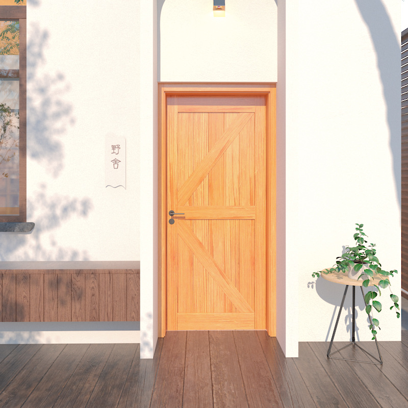 北欧实木平开门简约现代室内门卧室厨房家用门网红同款原木门定制