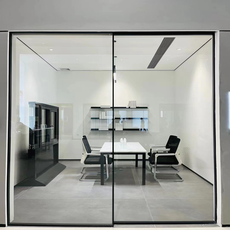 定制16极窄边框推拉门吊轨两三联动钢化玻璃平移门橱柜客厅推拉门