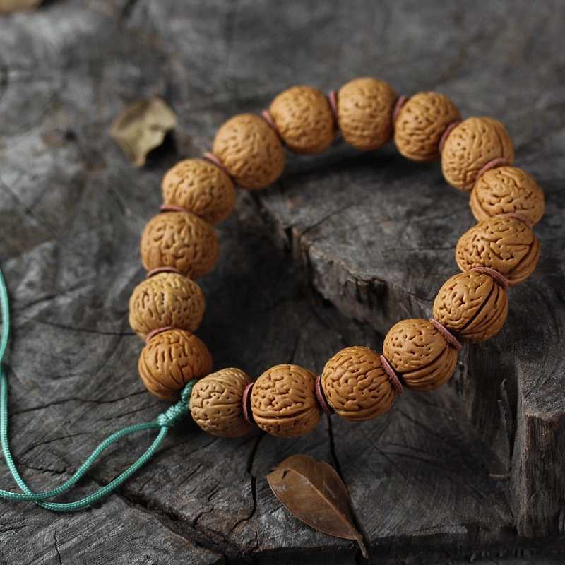 高密度金蟾念珠文玩核桃佛珠手串姜黄野芭蕉扇链皮麒麟铁籽手持纹
