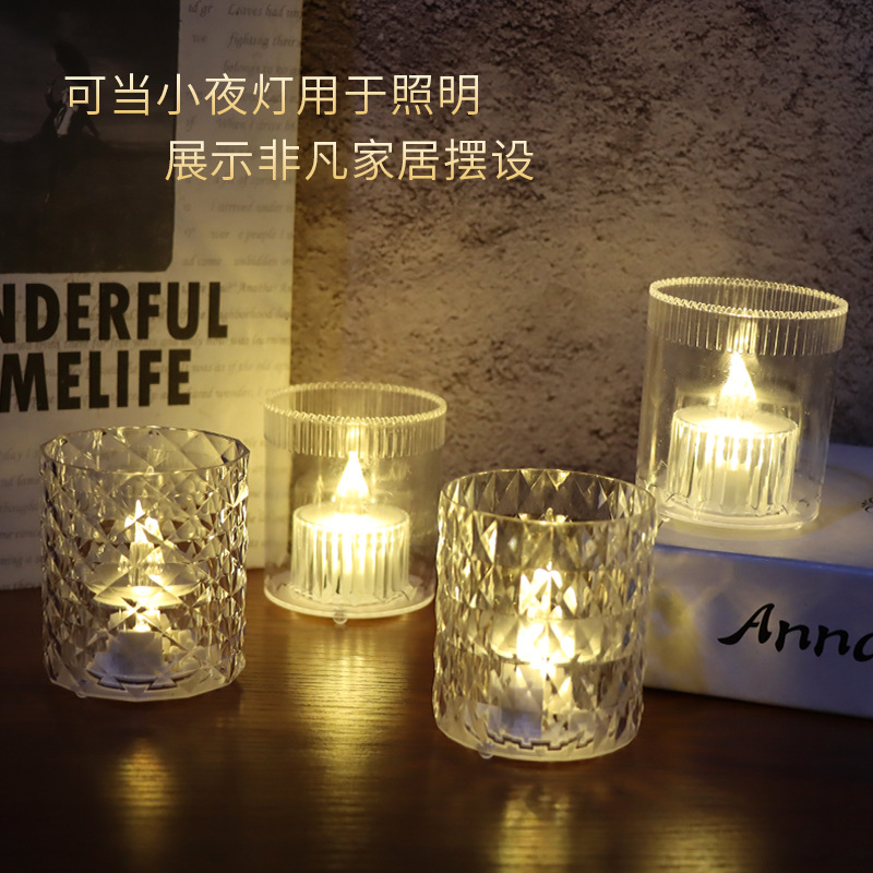 Cross-Border New Arrival Led Electronic Transparent Candle Light Small Night Lamp Bar Decoration Wedding Atmosphere Set