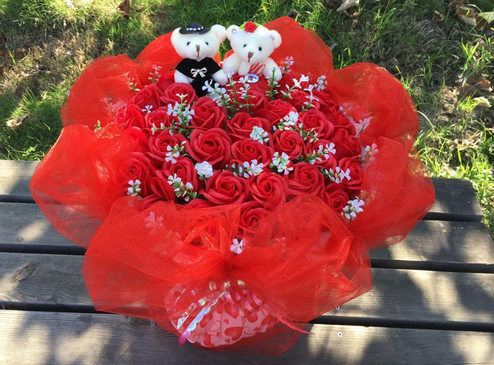 情人节花束创意卡通花束仿真玫瑰香皂礼盒女生爱生日表白圣诞礼物