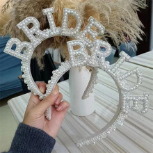 创意Bride新娘珍珠发箍ins婚礼派对订婚晚宴装饰发饰结婚拍照道具