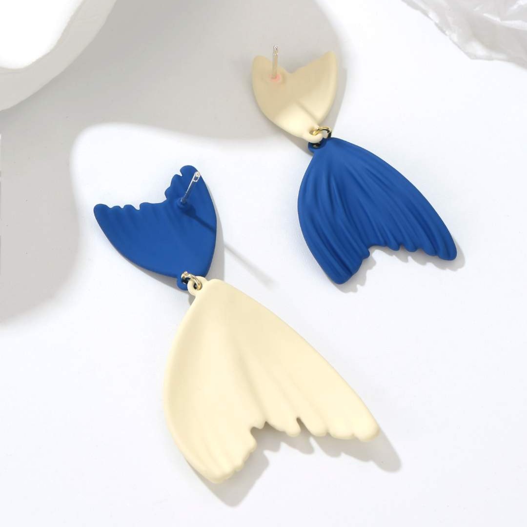 Asymmetric Fishtail Earrings Contrast Earrings Elegant Blue Fashion Simple and Light Luxury Wholesale Unique Design New