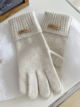含羊毛 触感很好的五指手套女秋冬季保暖分指可触屏开孔护手防寒