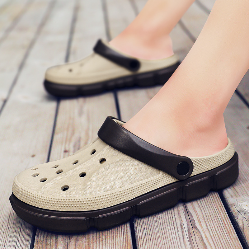 男士大头洞洞鞋户外运动沙滩鞋防滑软底凉鞋夏季外穿包头拖鞋百搭