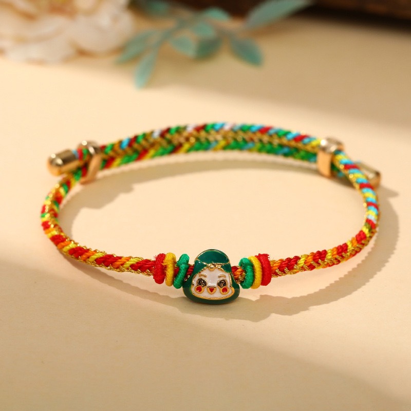 2023 New Dragon Boat Festival Colorful Rope Bracelet Hand-Woven Zongzi Safety Lock Red Carrying Strap Holiday Gift