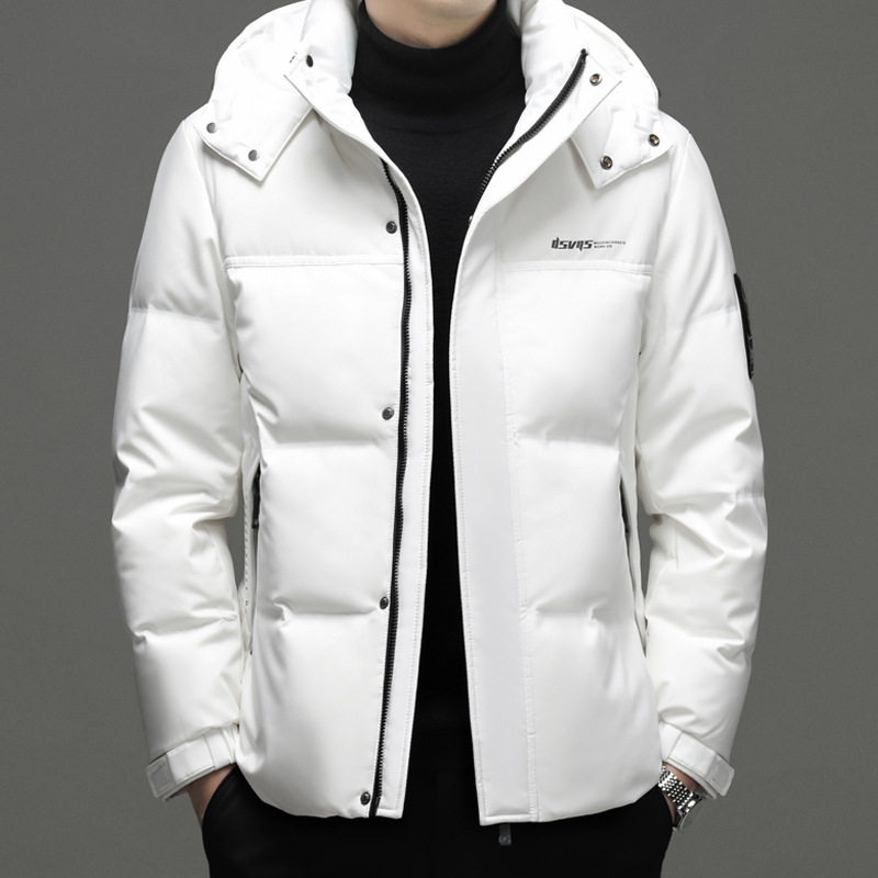 恒源祥冬季男士中长款秋冬90白鸭绒羽绒服保暖加厚休闲连帽外套