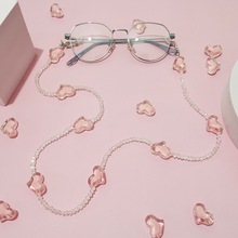 欧美流行饰品爱心水晶眼镜链多用项链串珠桃心形口罩链防掉挂链