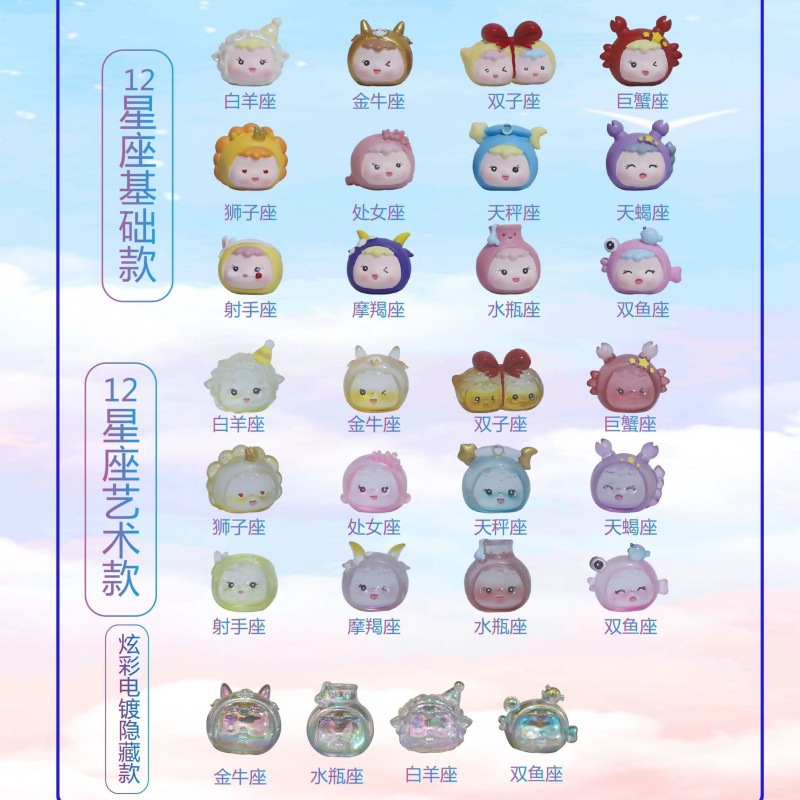 创意新12星座小萝莉盲盒潮玩手办十二生肖小萝粒盲袋桌面礼品批发