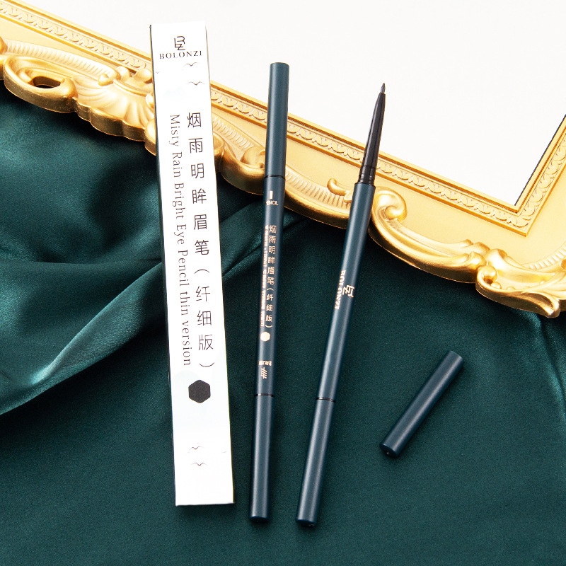 Chinese Style Double-Headed Eyebrow Pencil Ultra-Fine Three-Dimensional Long Lasting Waterproof Distinct Look Beginner Gray Brown Triangle Machete Eyebrow Pencil