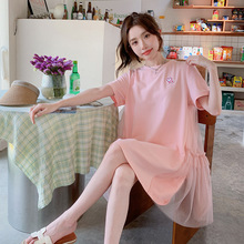 粉红色连衣裙女2023夏季新款小个子法式初恋可爱网纱短袖连衣裙女