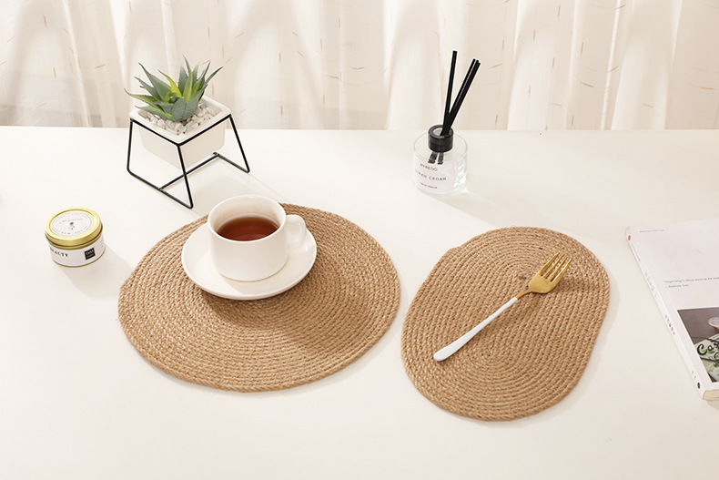 圆形麻绳杯垫海草编织日式隔热垫 多规格蒲团垫禅修垫草编垫子