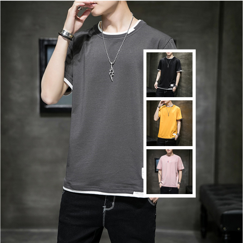 2023T Shirt Men's Fashion Brand Short Sleeved T-shirt Summer round Neck White Pure Cotton Loose Men's Clothing Half Sleeve Bottoming Shirt Top Clothes