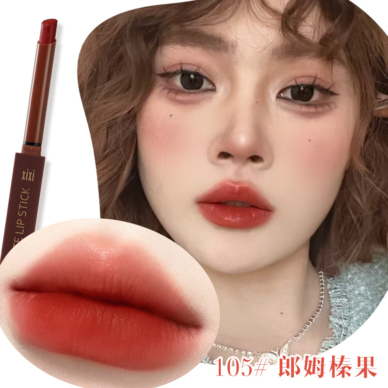 Xixi Yuemu Silky Thin Tube Lipstick Look Good Matte Finish Moisturizing Easy to Use Daily White Cheap Student