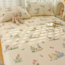 纯棉床包单件全棉床罩席梦思床垫套床包儿童防滑枕套三件式床组淡