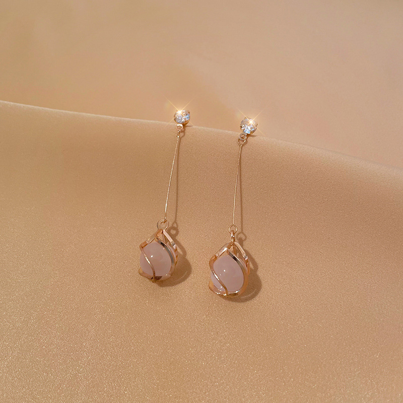 925银针耳环韩国气质耳钉金属复古几何耳坠感大气耳饰批发