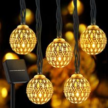 工厂定制led太阳能户外灯串圣诞节日摩洛哥球铁艺镂空小球装饰灯