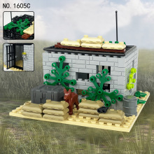 1605C丛林指挥中心防御碉堡小颗粒军事建筑模型儿童拼装积木玩具
