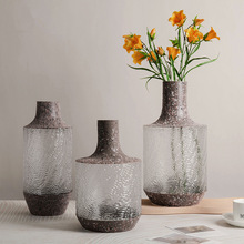 新中式小口径玻璃花瓶高级感拼接复古花器家居软装饰品电视柜摆件