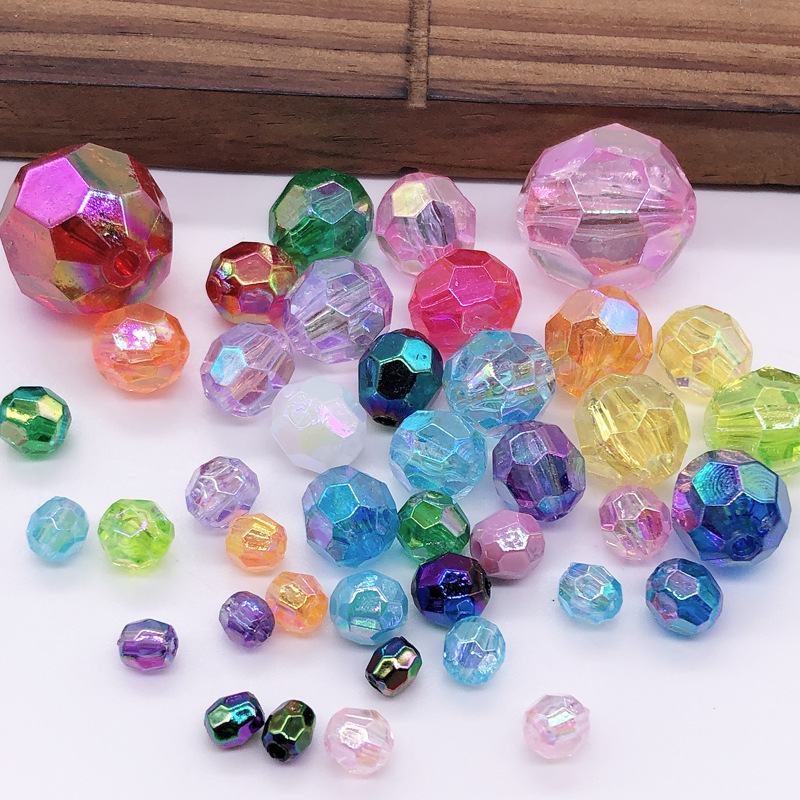 6mm角ab彩32切面七彩珠服装饰品角珠亚克力串珠手链编织包diy材料