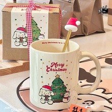 圣诞快乐马克杯风高颜值大容量咖啡杯牛奶杯带包装带盖子杯子