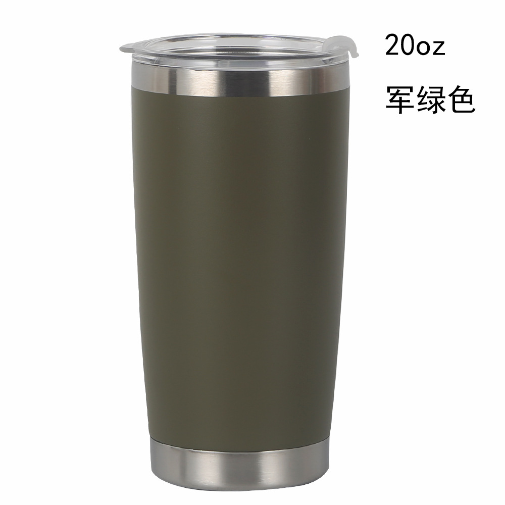 European and American New 20Oz Cup Amazon Cold Insulation Cup Stainless Steel 304 Plastic Spray Vehicle-Borne Cup Large Ice Cup